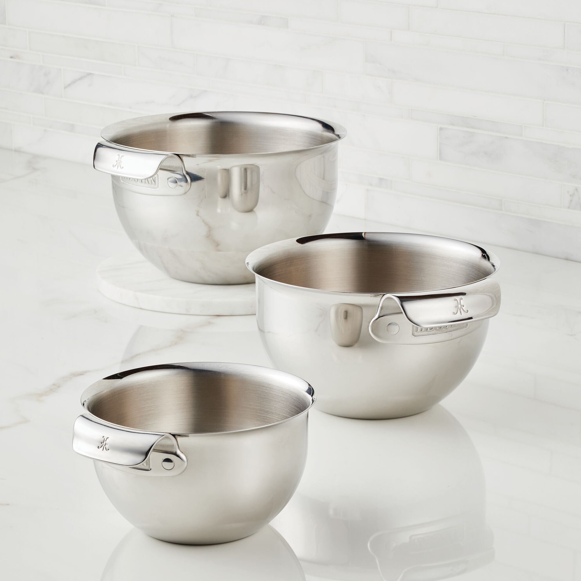 Stainless Steel Mixing Bowls with Handle and Spout, Set of 3