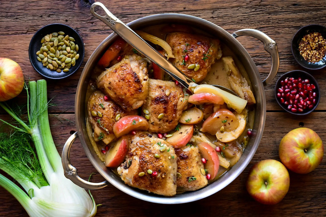 Apple Cider Glazed Chicken with Apples and Fennel