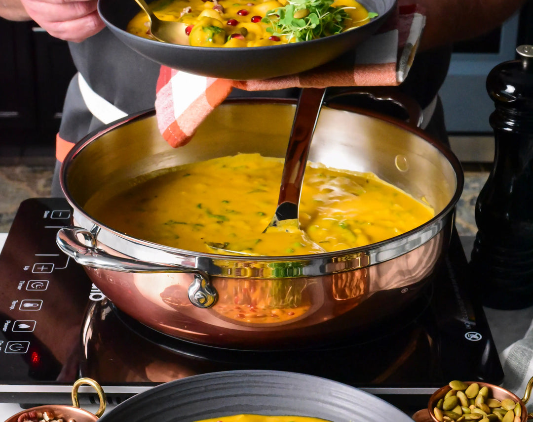 Creamy Sunshine Squash Soup with Gnocchi & Spinach