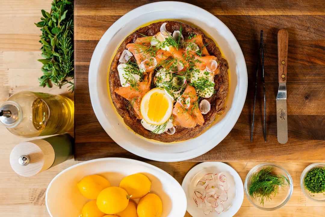 Smoked Salmon, Caramelized Onion, and Gruyere Frittata