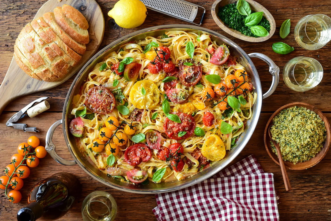 Roasted Heirloom Tomato Tagliatelle with Lemon Panko
