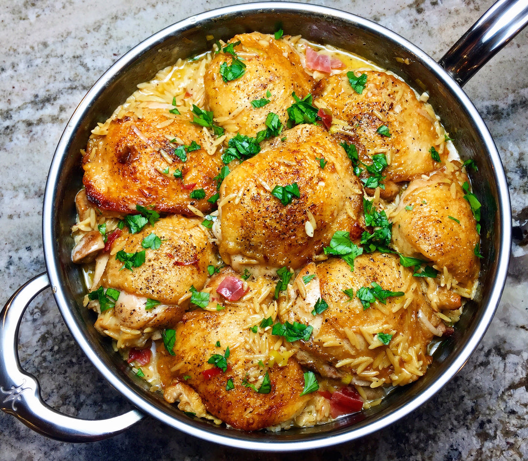 Skillet Chicken Marsala and Orzo - Hestan Culinary