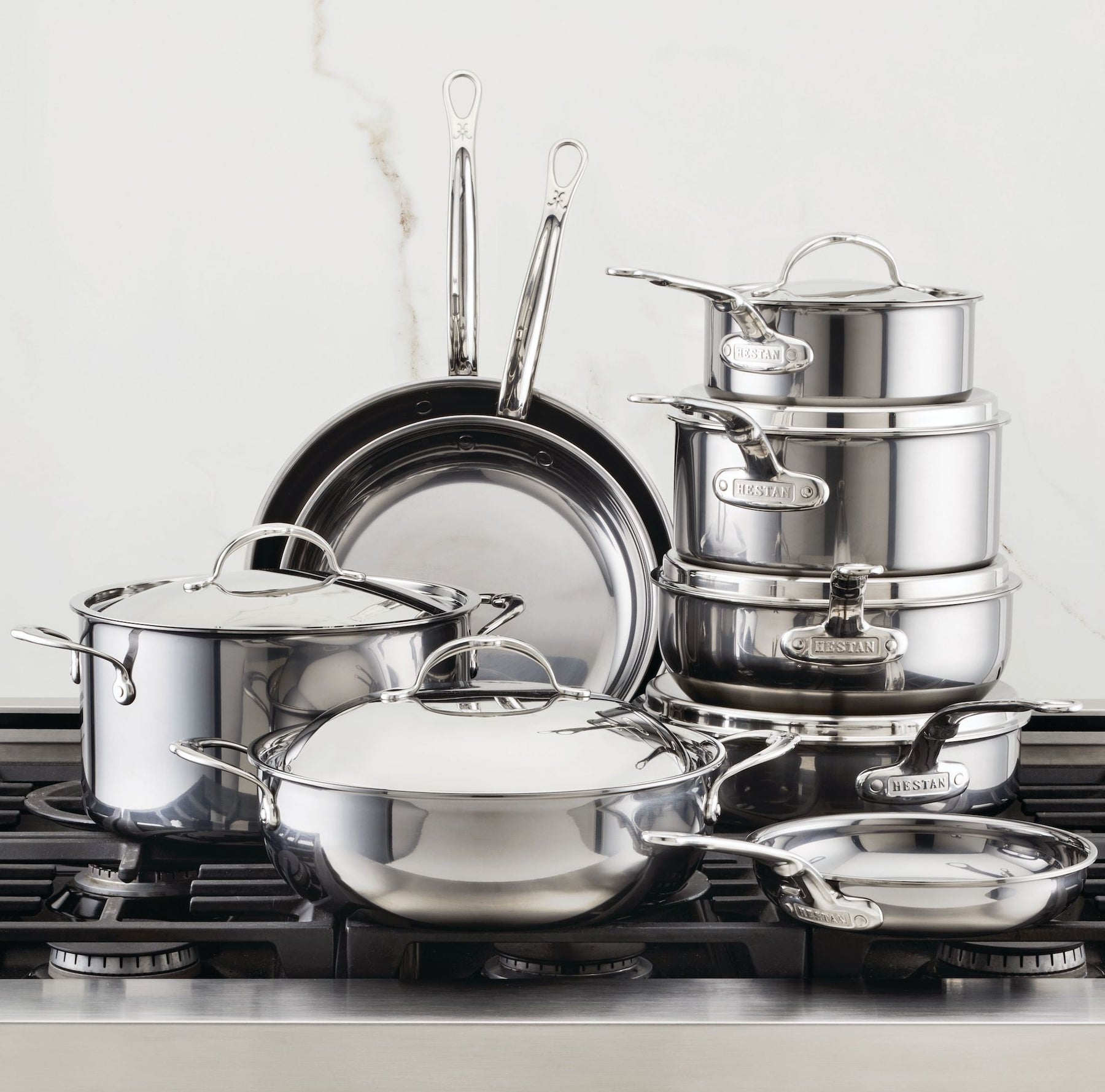 14-Piece Stainless Steel Assorted Cookware set with Glass Lids