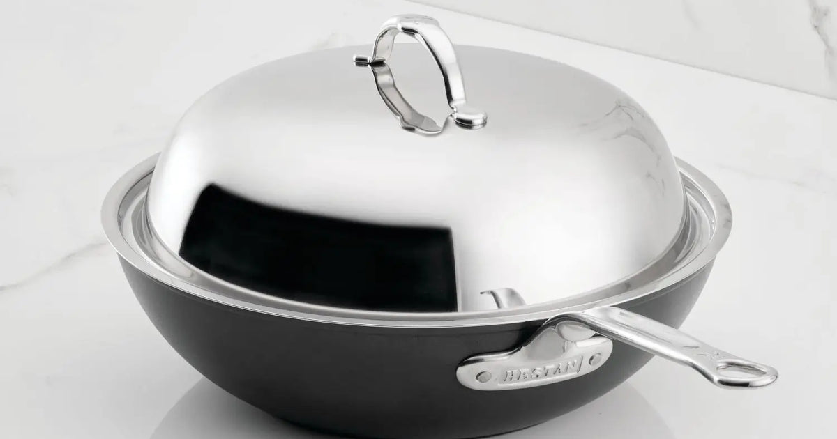 TITUM Nonstick Wok with Stick Handle and Dome Lid, 12.5-Inch