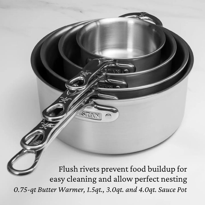 Commercial Clad Stainless Steel 0.75-Quart Butter Warmer