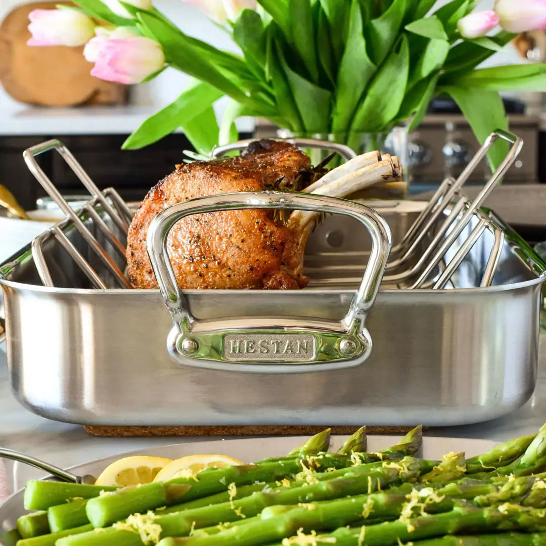 Covered roasting pan with rack best sale