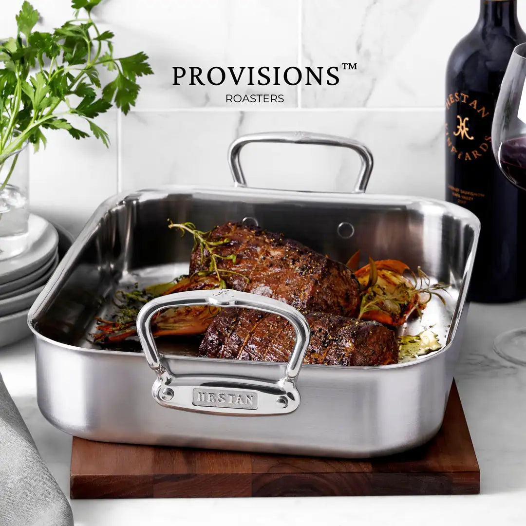 Brushed Clad Stainless Steel Roaster with Rack - Thumbnail 3