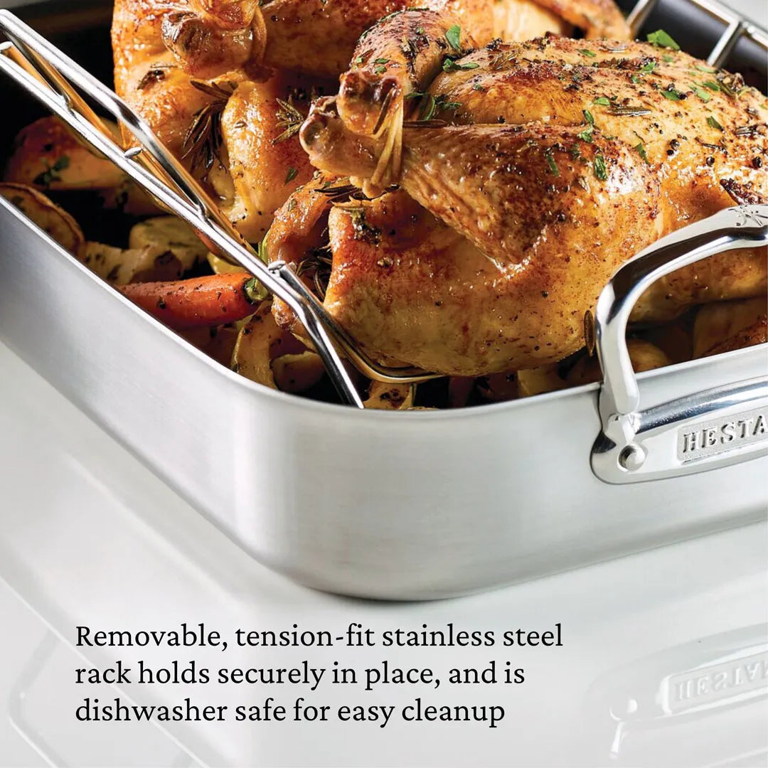 14.5 inch Classic Clad Nonstick Roaster with Rack Hestan Culinary
