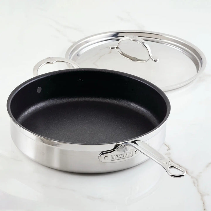 Professional Clad Stainless Steel TITUM® Nonstick Sauté Pan with Cover, 5-Quart