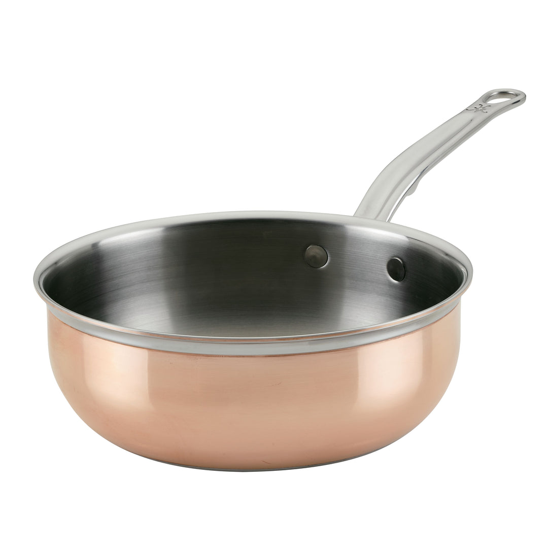 Copper, 1-5/8 Qt Saucier Pan Without Lid, 7.87 Diameter