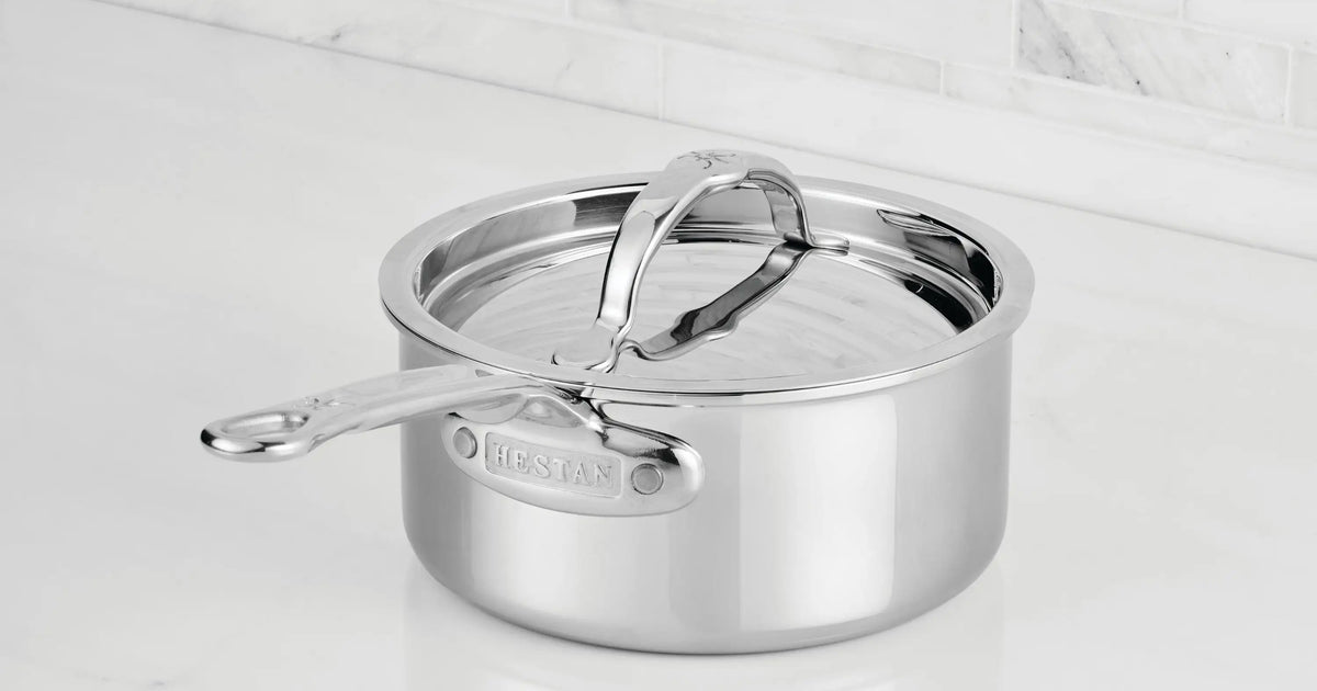 Polished Clad Stainless Steel Saucepans with Lid