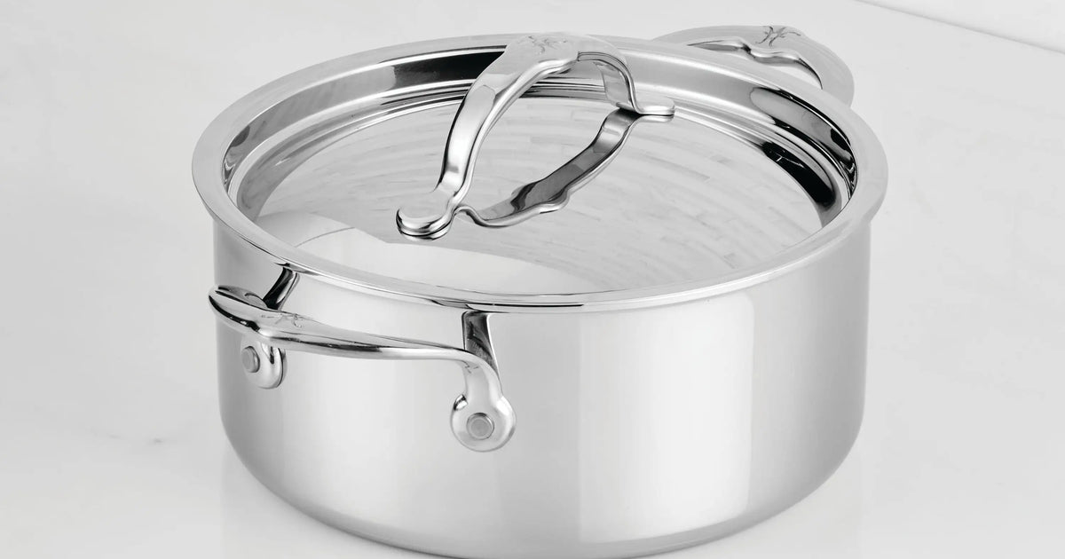 4-Quart Polished Clad Stainless Steel Soup Pot with Lid