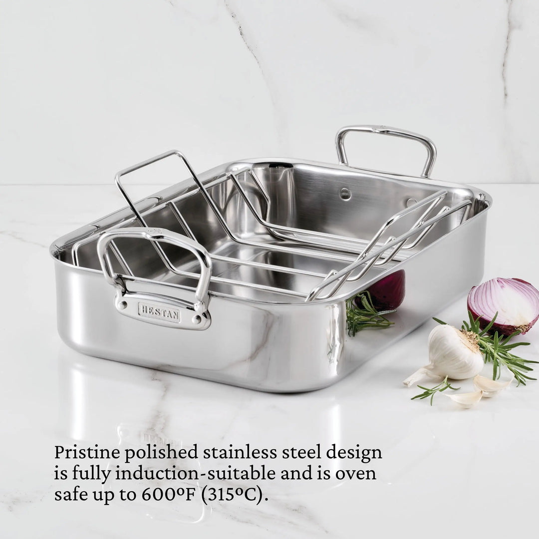 Polished Clad Stainless Steel Roasters with Rack – Hestan Culinary