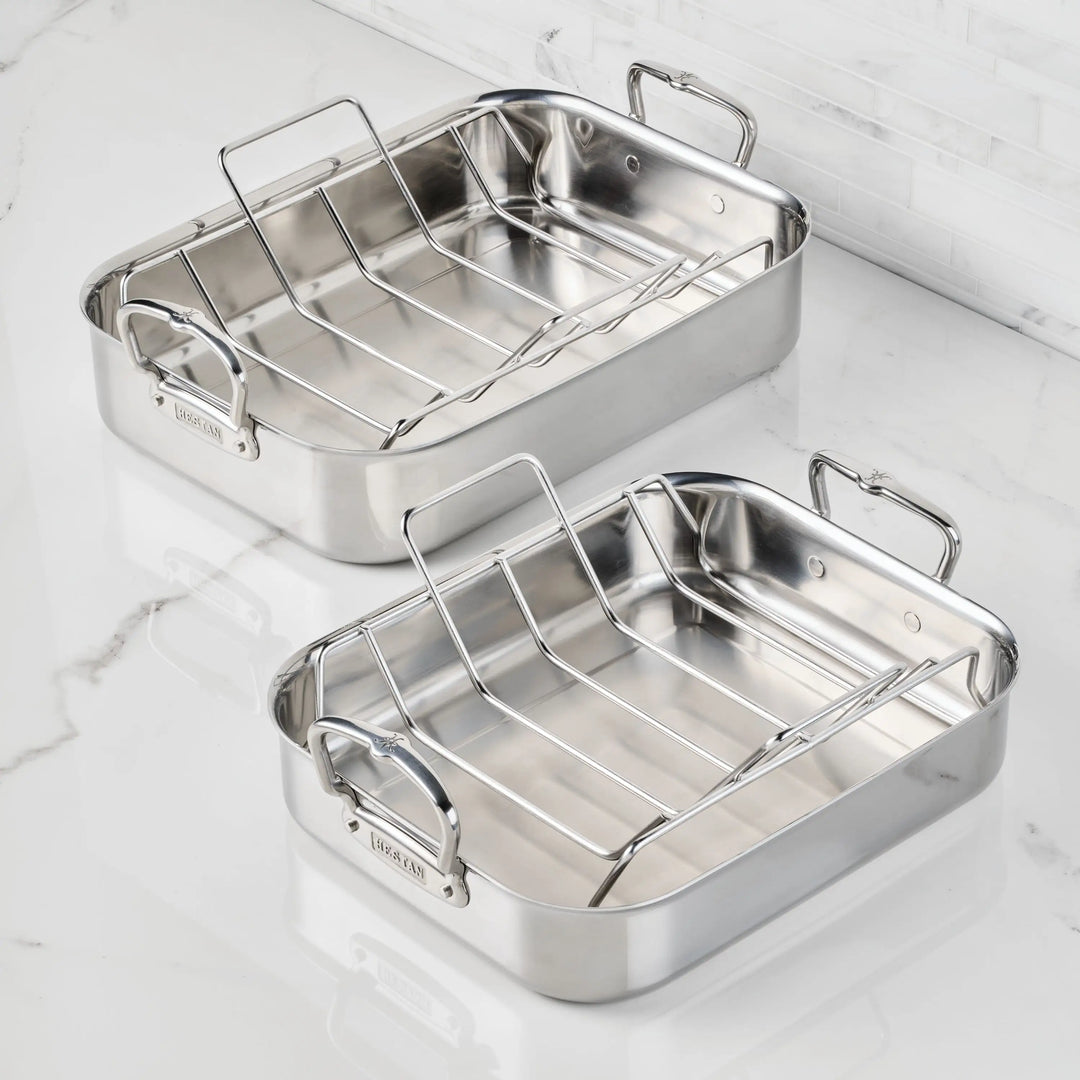 Polished Clad Stainless Steel Roasters with Rack – Hestan Culinary