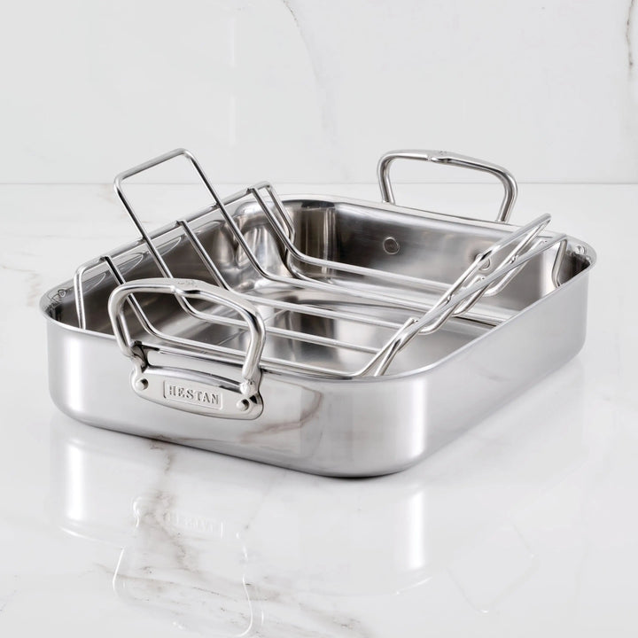 Polished Clad Stainless Steel Roasters with Rack – Hestan Culinary