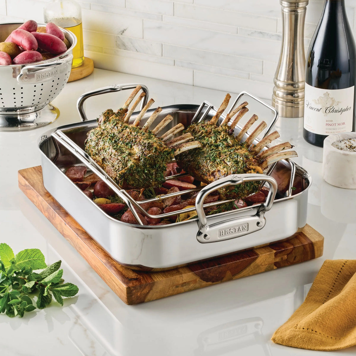 Cooking Resting Rack A gleaming ProBond Luxe® Polished Clad Stainless Steel Pristine Set, 29 ...