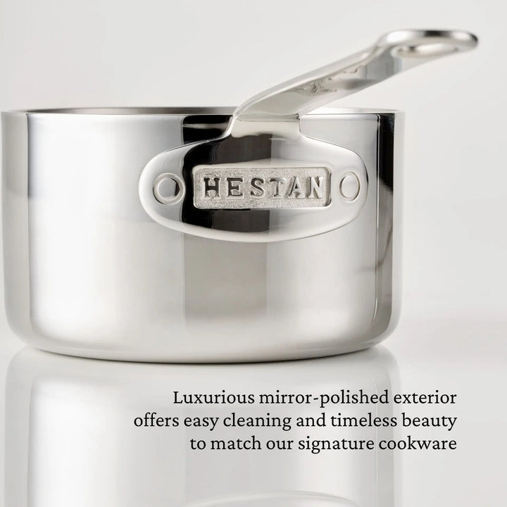 A set of three Odd-Size Measuring Cups from Hestan Provisions® is displayed on a light background. These elegantly designed measuring cups perfectly complement other Provisions Chef’s Tools and are described below as easy to clean with a timeless appearance.