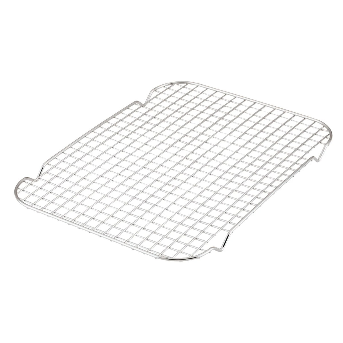 The Hestan Provisions OvenBond Stainless Steel Medium Pan Rack is a versatile rectangular cooling rack with a grid pattern, raised edges, and rounded corners for stability. Its durable stainless steel wire construction promotes air circulation and is easy to clean for long-lasting use.