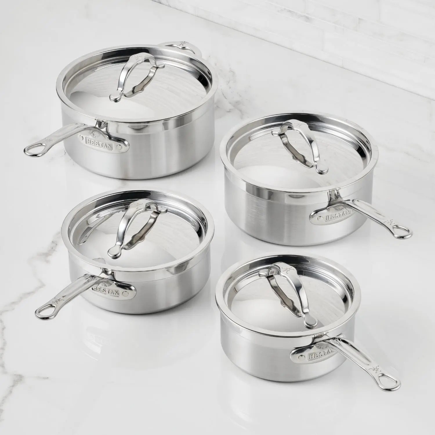 Brushed Clad Stainless Steel Saucepans with Lid - Thumbnail 5