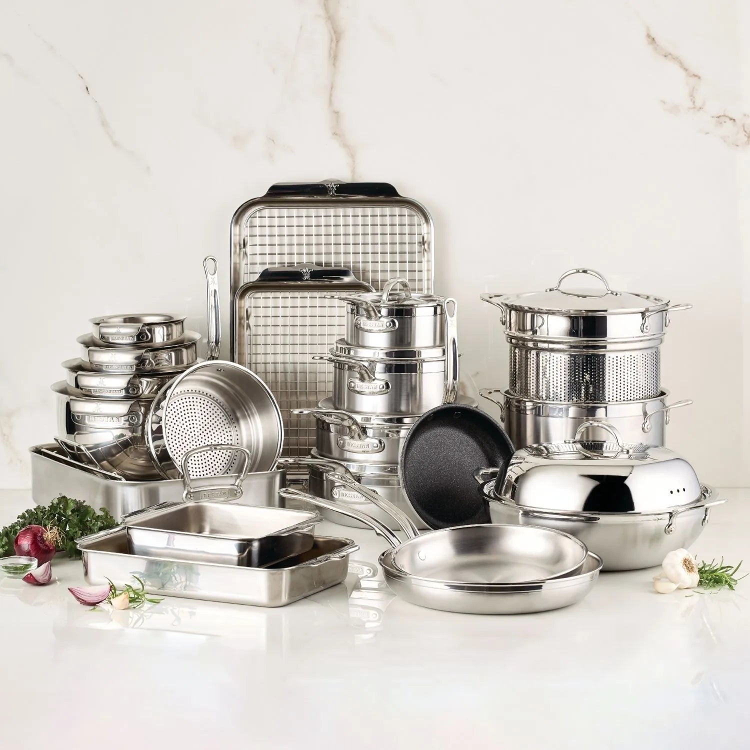 Thomas Keller Commercial Clad Stainless Steel 10-Piece Cookware Set ...