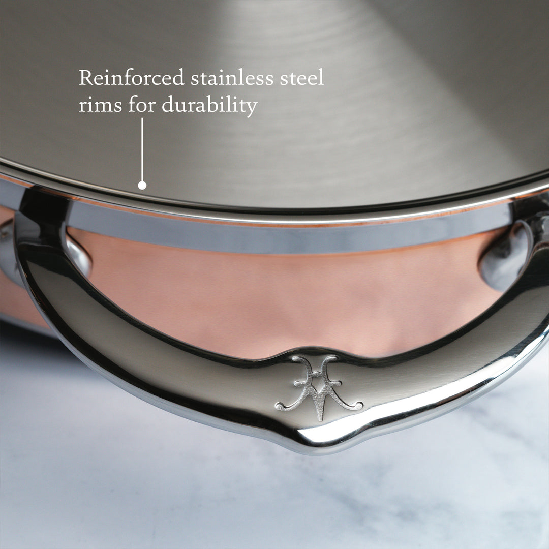 CURVED SAUTE PAN IN COPPER S/STEEL - INDUCTION-COOKING UTENSIL Choix  diamètre (cm) 20