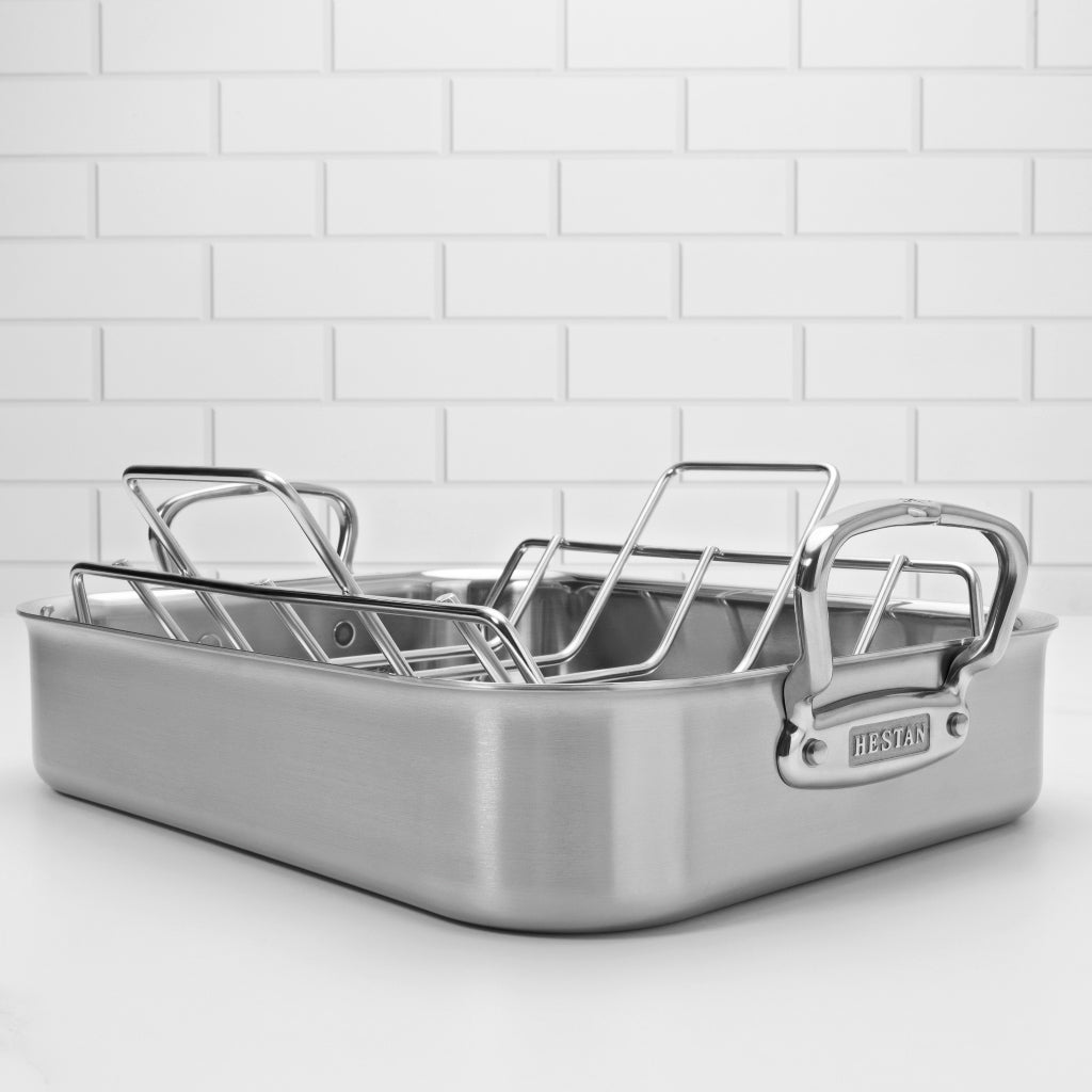 Polished Clad Stainless Steel Roasters with Rack – Hestan Culinary