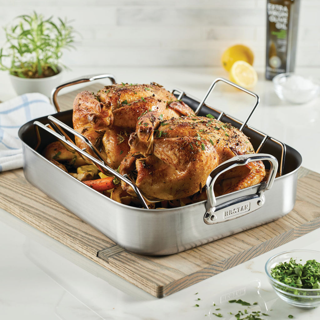Roasting Tin Stainless Steel Roaster With Lid And Rack Hestan Tri