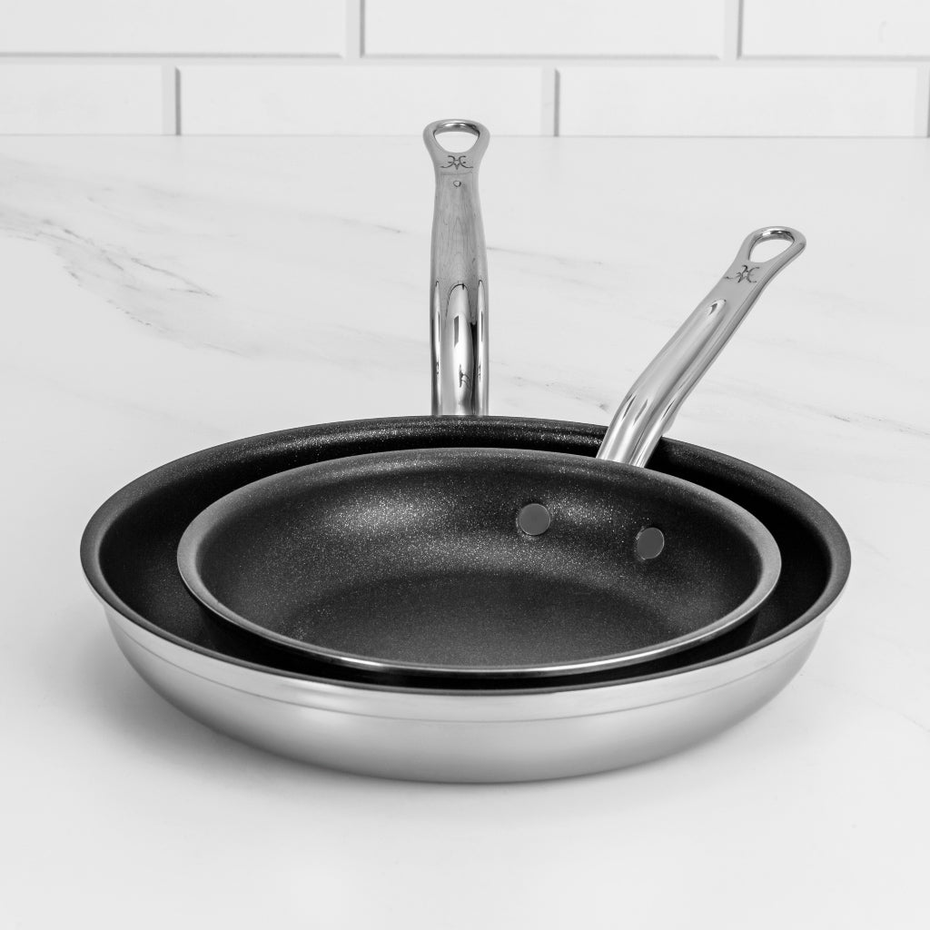 Professional Clad Stainless Steel TITUM® Nonstick 2-pc Skillet Set – Hestan  Culinary